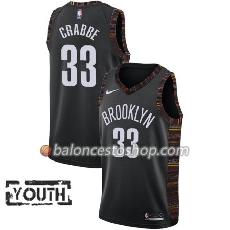 Camiseta Niños NBA Brooklyn Nets Allen Crabbe 33 2018-19 Nike City Edition Negro Swingman